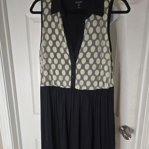 Kensie Polka Dot Black and Cream Mini/midi Dress
